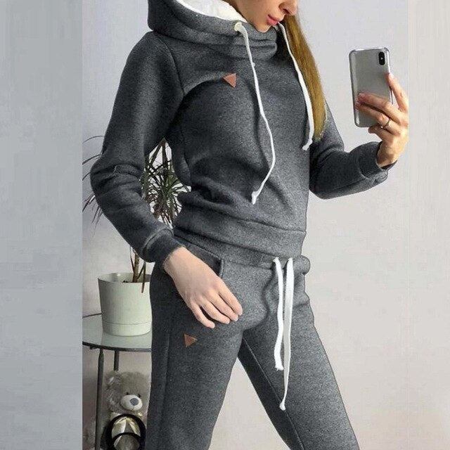 2019 New Autumn Winter Women Tracksuit Female Two Piece Sets Long Sleeve Pullover Jackets And Pants  Warm Outfits Suit