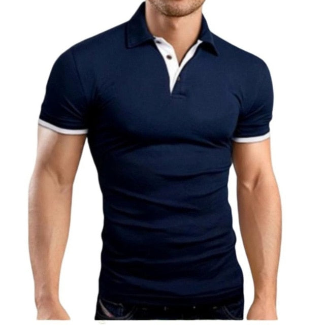 Mens Polo Shirt 2019 New Summer Short Sleeve Turn-over Collar Slim Tops Casual Breathable Solid Color Business Shirt