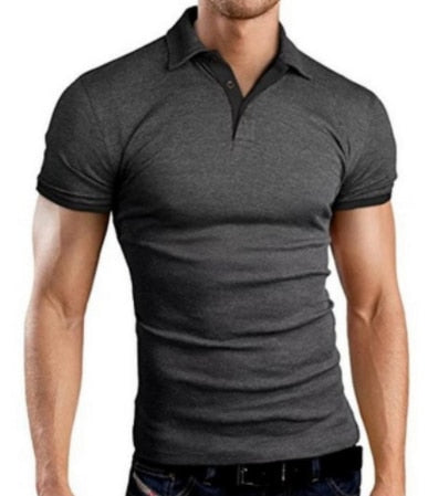 Mens Polo Shirt 2019 New Summer Short Sleeve Turn-over Collar Slim Tops Casual Breathable Solid Color Business Shirt