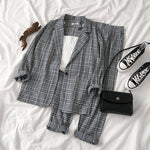 Thin selection] Fashion suit two-piece suit female 2019 summer new Korean version of the plaid thin coat + pants suit