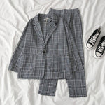 Thin selection] Fashion suit two-piece suit female 2019 summer new Korean version of the plaid thin coat + pants suit