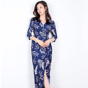 Floral Print Boho Long Dress Women Maxi Dresses Vestidos Sexy Side Split Casual Beach Summer Dress robe dropshipping plus Size