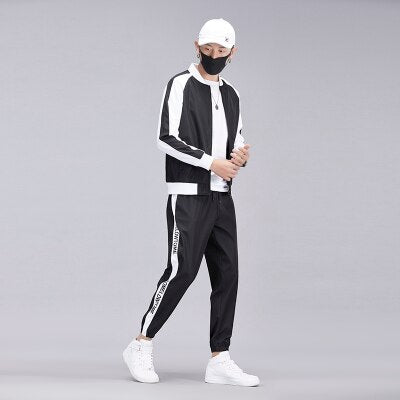 2019 Men's sportswear suit sweatshirt tracksuit muscle Fitness casual active Zipper outwear training clothes men sets