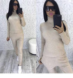 Autumn and Winter Explosions Sportswear High Collar Sweater Knit Pants Suit Casual Women's Two-piece Suit