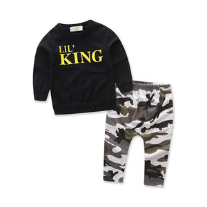 toddler boys clothing set Letter long sleeve T shirt Tops+Camouflage Pants Autumn Winter Children Kids Outfits Clothes Sets